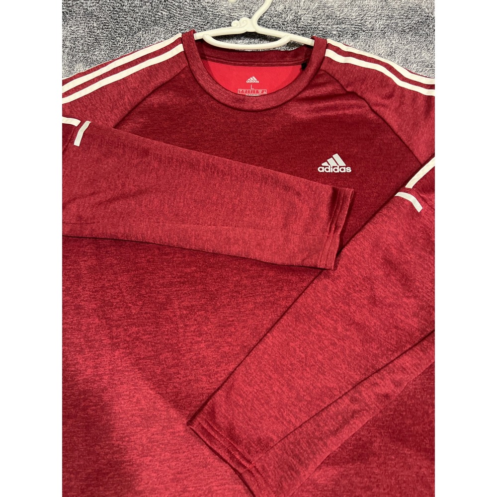 Adidas Climawarm Running Sweatshirt Mens Large Burgundy Red Fleece Pullover